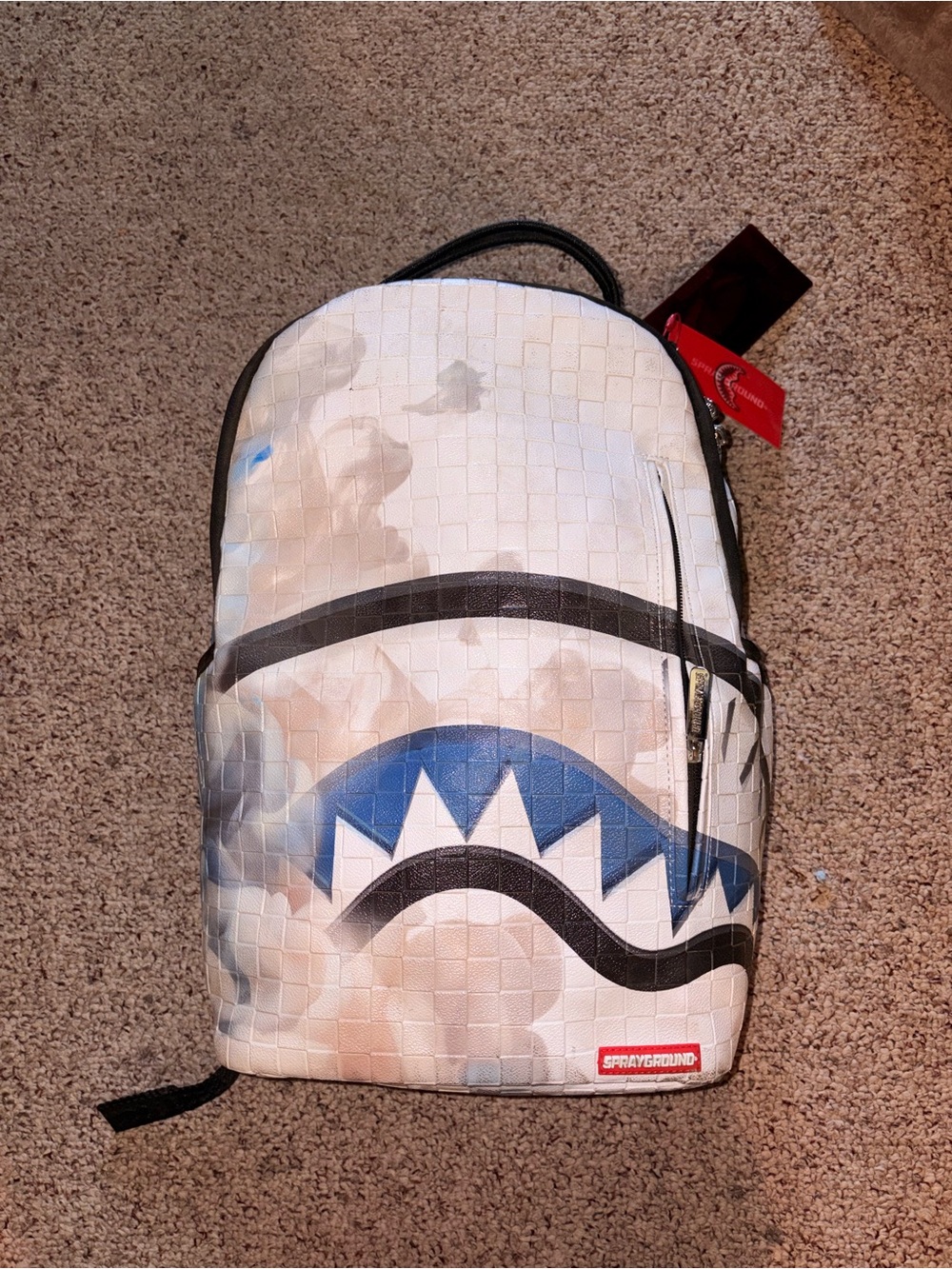 Authentic Sprayground Abstract Smoke on Spike DLXSV Shark Backpack B6096